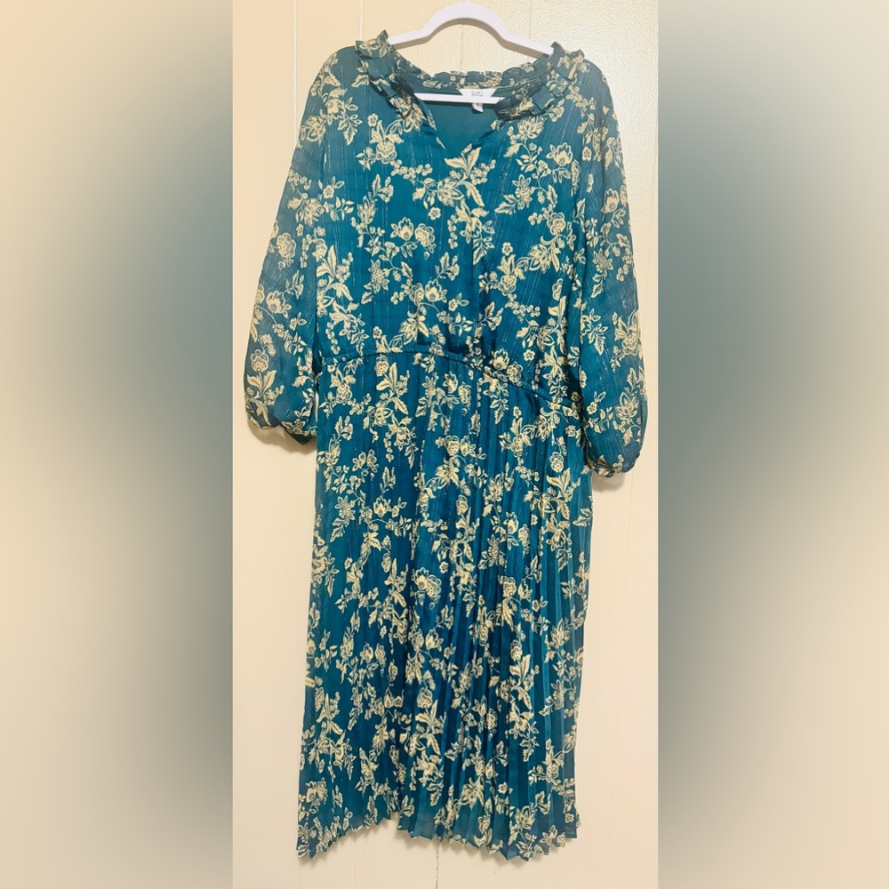 Green and gold 3x Midi dress